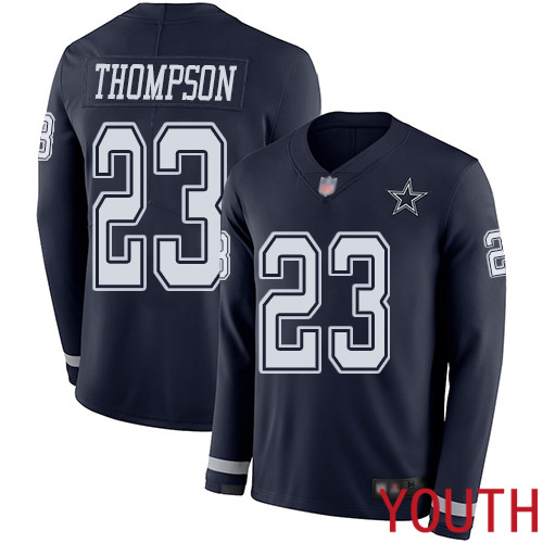 Youth Dallas Cowboys Limited Navy Blue Darian Thompson #23 Therma Long Sleeve NFL Jersey